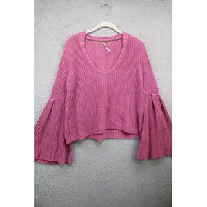 Free People Long Wide Bell Sleeves Cropped Sweater-S/P-Oversized-Boho
